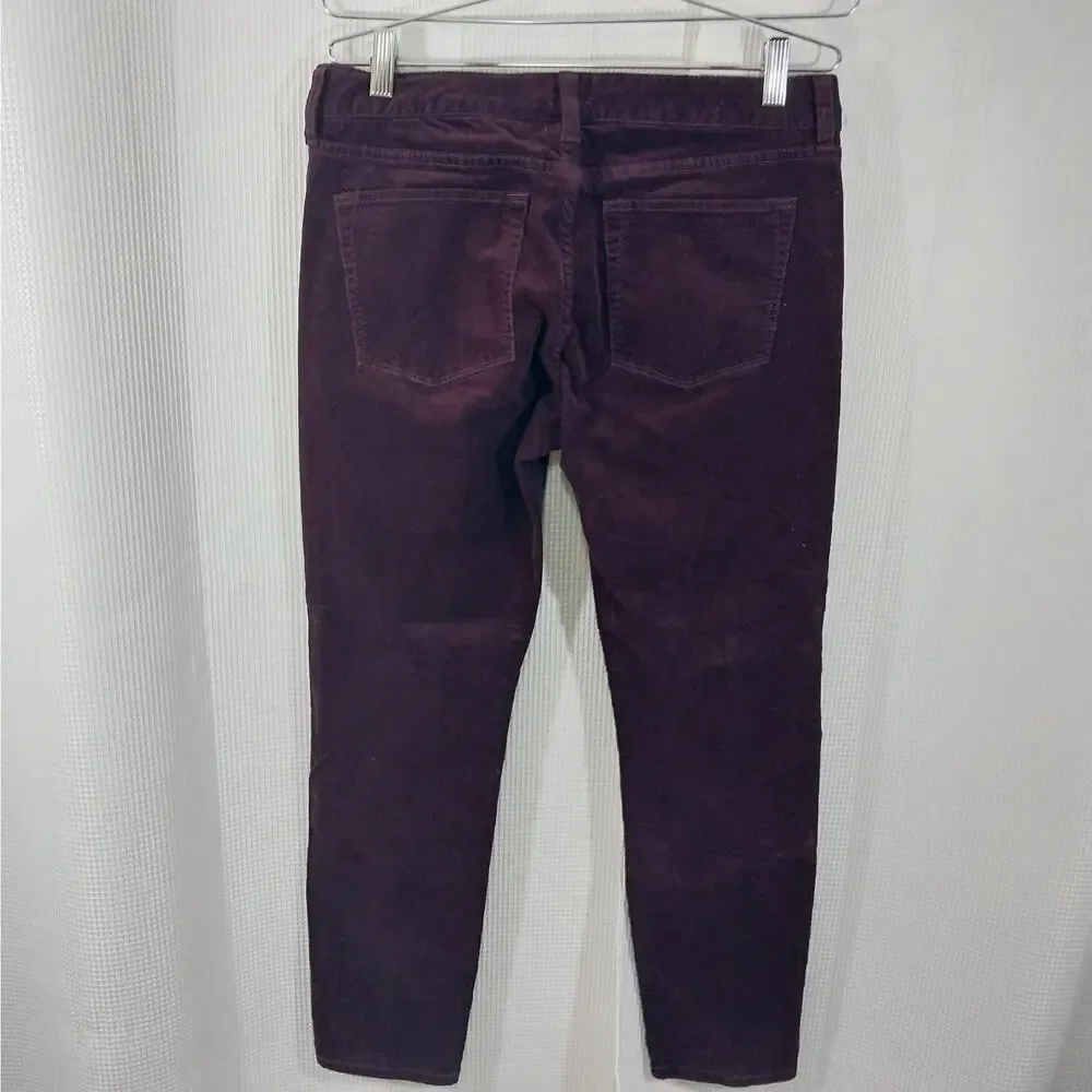 BANANA REPUBLIC! RICH BURGUNDY RED FINE WALE CORDUROY SKINNY PANTS! SZ 8P